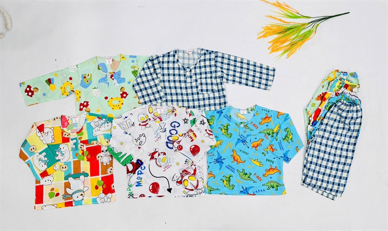 Combo 5 Bộ tole tay dài quần dài cổ tròng bé trai TH9