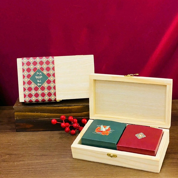 Hộp gỗ trung thu 2 bánh Song Nguyệt