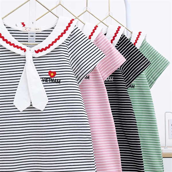 D THUN SỌC THỦY THỦ THÊU LÁ CỜ VN SIZE 4-14