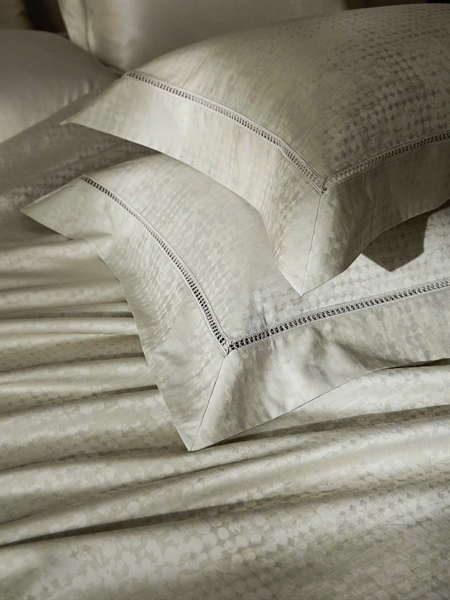 Bộ ga xanh rêu dệt vân chìm hình tròn nhỏ | Gấm Cotton - NY03.07