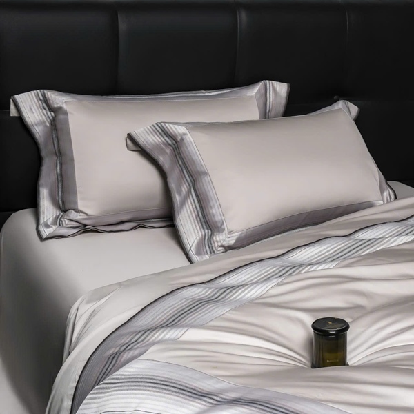 Bộ ga be viền kẻ to | Cotton - NY03.09 - Be