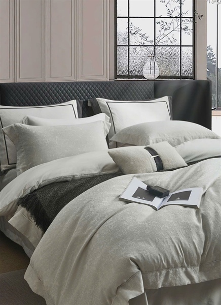 Bộ ga gấm ghi dệt hoa vân chìm | Gấm Cotton - NY03.03