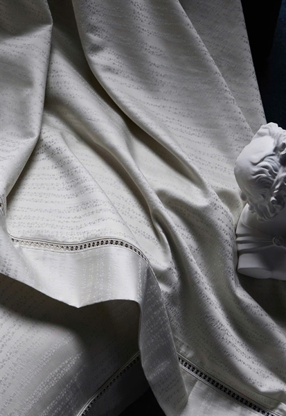 Bộ ga kem dệt họa tiết nhỏ sọc ngang vân chìm | Gấm Cotton - NY03.05 - kem