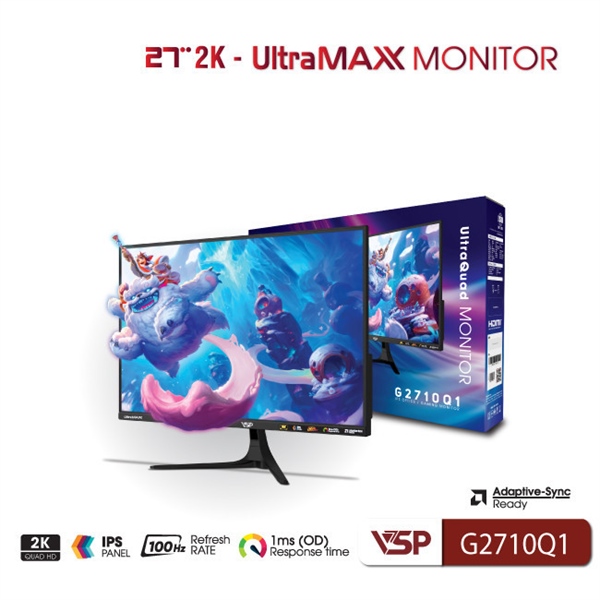Màn Hình VSP G2710Q1 27 inch, 2K, IPS, 100Hz Đen