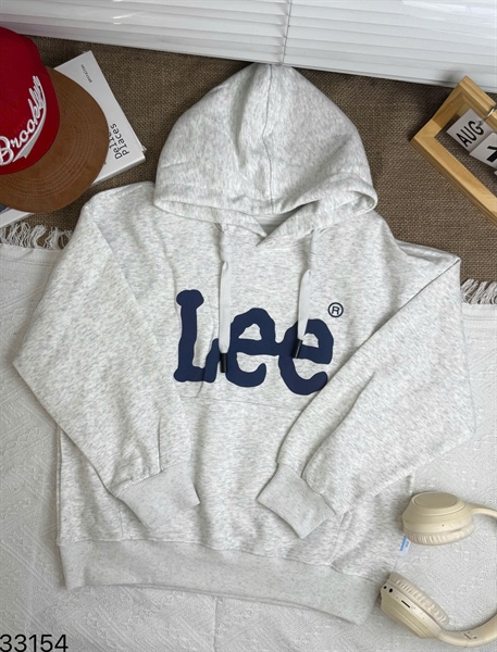 33154-Áo Hoodie xám trắng chữ Lee