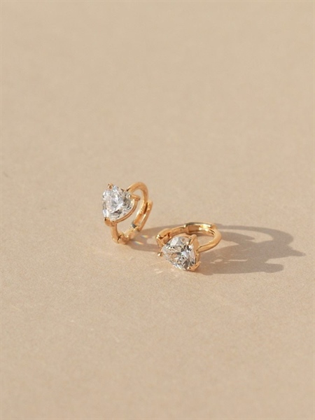 14K Heart Cubic mini huggie (S)
