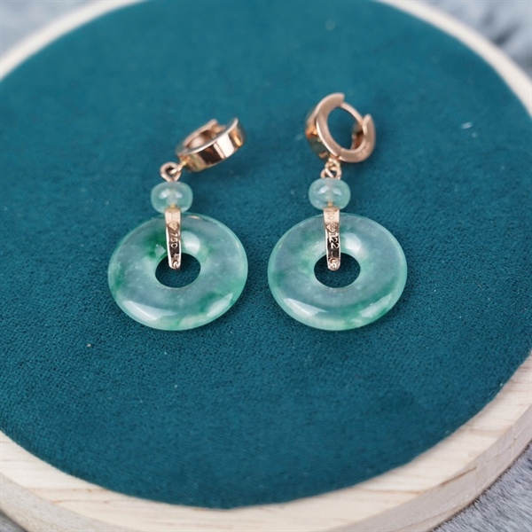 Phong thủy bông tai cẩm thạch xanh nhạt (859434) +