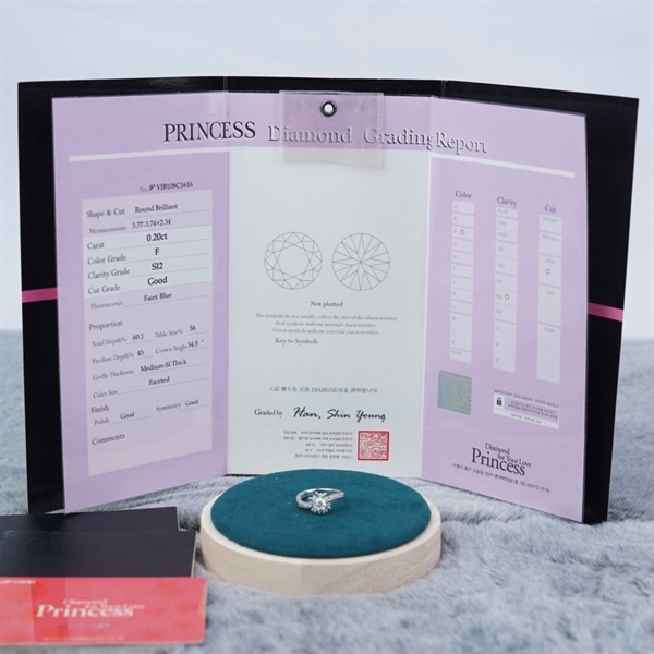 Nhẫn Princess kim cương sz3.77-3.74 KG+