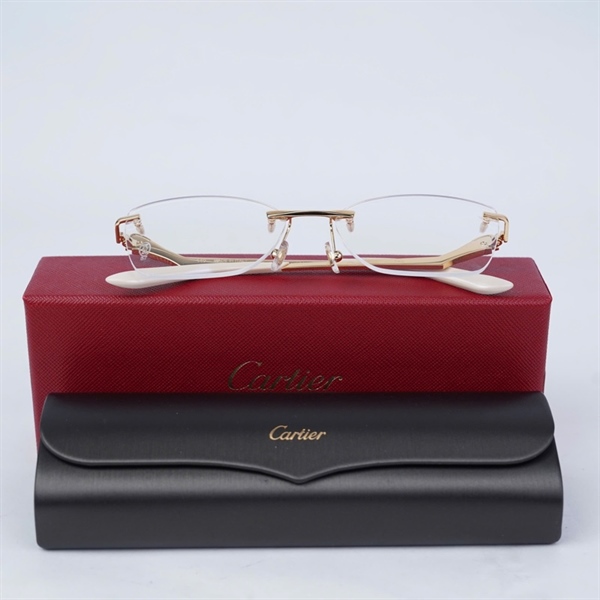 Kính Cartier gọng vàng pha trắng CT0120O 002 (140) (HV) KG+