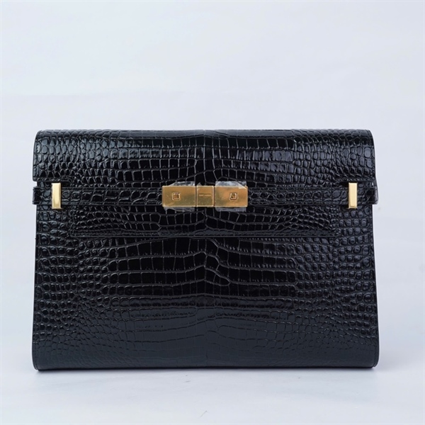 Túi YSL Manhattan đen da cá sấu (GUE579271-0621) sz29 (A-T) KG+