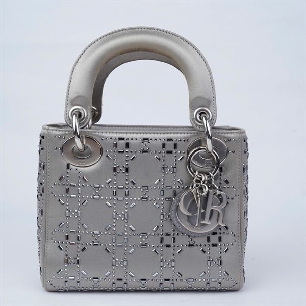 Túi Dior Lady xám đính đá (19-MA-1127) szMini (L-N) KG+