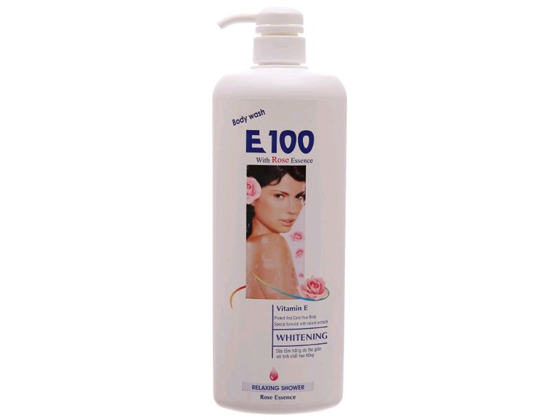 E100_sữa tắm tinh chất hoa hồng Vitamin E 1.1l