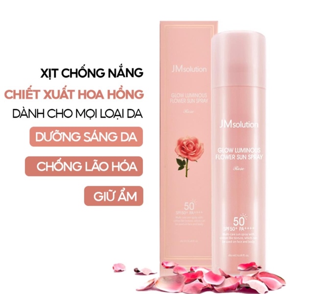 JMsolution Xịt Chống Nắng Chiết xuất hoa hồng SPF50+ PA++++ JMsolution Glow Luminous Flower Sun Spray (ROSE)