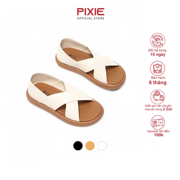 Giày Sandal 3cm Hở Mũi Quai Chéo Da Bò Thật Form Rộng H312