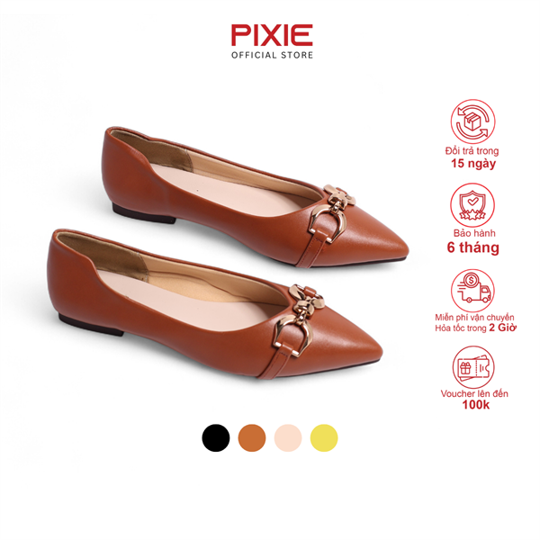 Giày Búp Bê Mũi Nhọn Khoá Tròn X688