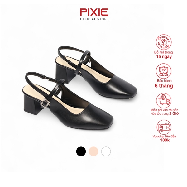 Giày Cao Gót 5cm SlingBack Phối Khóa Đính Đá E231