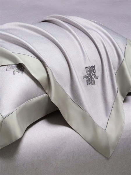 Bộ ga tím pastel viền ghi | Tencel Cotton - LH01.10
