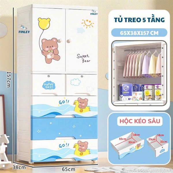 Tủ Nhựa quần áo trẻ em FINLEY 5 tầng FL0072