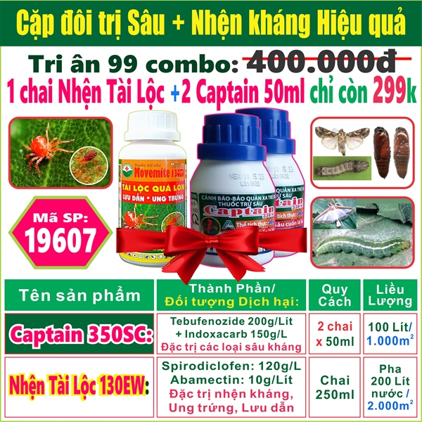 Combo 2 chai Captain 50ml + Nhện Tài Lộc 250ml. **