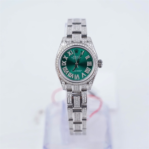 Đồng hồ Rolex bạc full kim mặt xanh kim độ (Z650208) sz28.8 (HC) KG+