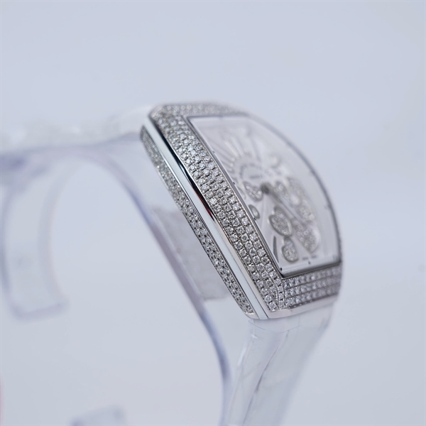 Đồng hồ Franck Muller trái tim dây trắng (No2815) sz34.7 (HC) KG+