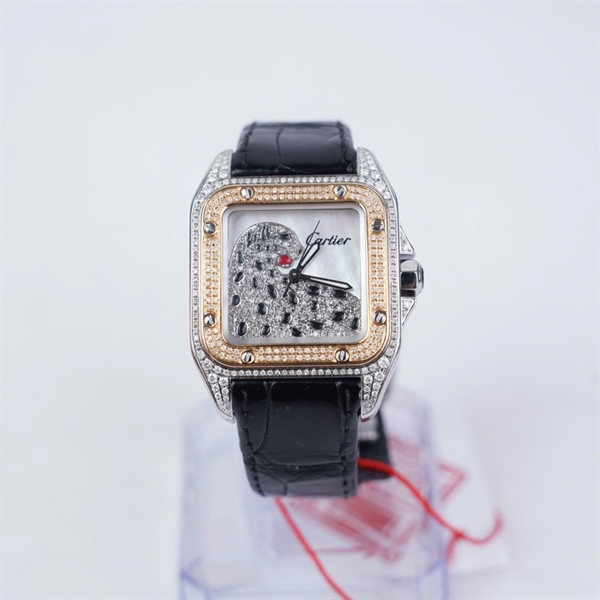 Đồng hồ Cartier hình báo viền kim- kim độ (198733LX) sz37 (HC) KG+
