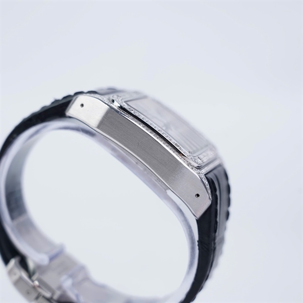 Đồng hồ Cartier mặt viền kim- kim độ dây đen (543774WX) sz37 (HC) KG+