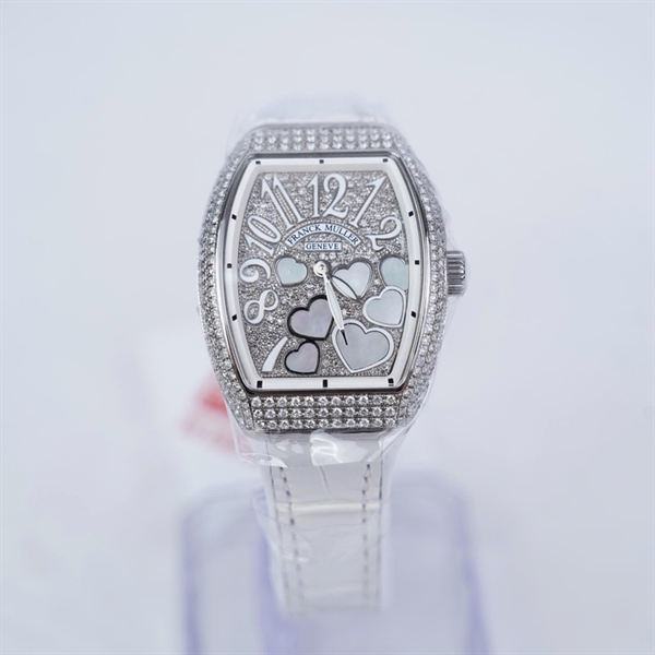 Đồng hồ Franck Muller mặt full kim trái tim dây trắng (No2176) sz34.7 (HC) KG+