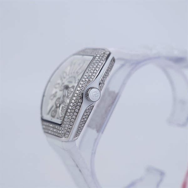 Đồng hồ Franck Muller trái tim dây trắng (No2815) sz34.7 (HC) KG+