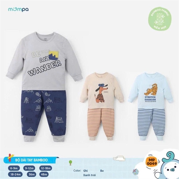 Mompa Bộ dài Bamboo 3 màu MP0049