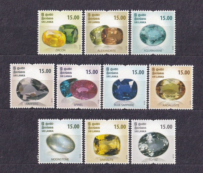 [ORDER - KHÔNG CÓ SẴN] Bộ 10 Tem Sri Lanka - Đá Quý | Sri Lanka - Gems 2022 (10) | Mint