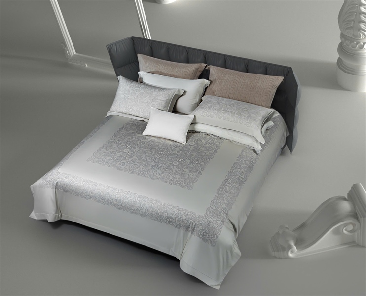 Bộ ga ghi vân chìm, viền hoa lá | Gấm Cotton jacquard - NY04.01 - Ghi