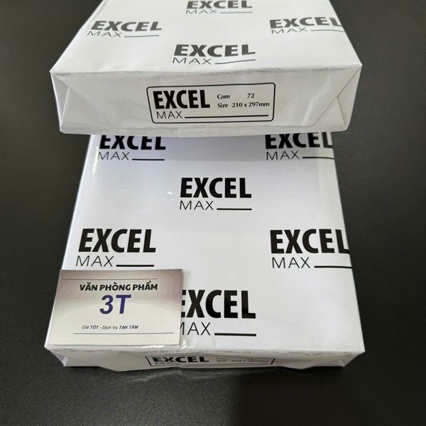 Giấy In Photocopy A4 Excel Max 72gsm Indo Trắng Sáng Láng Mịn 500 Tờ/Ream