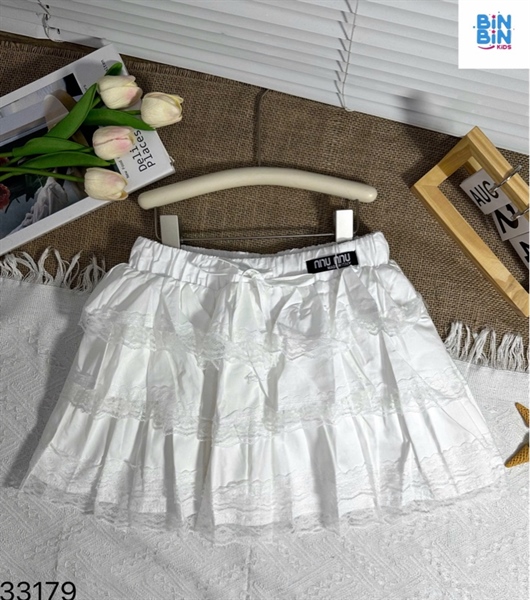 33179-Chân Váy Tầng Phối Ren Trắng