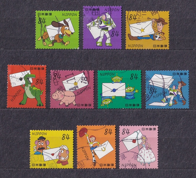 [ORDER - KHÔNG CÓ SẴN] Bộ 10 Tem Nhật Bản - Câu Chuyện Đồ Chơi Disney | Japan - Toy Story 84yen 2022 G314 (10) | Used/CTO