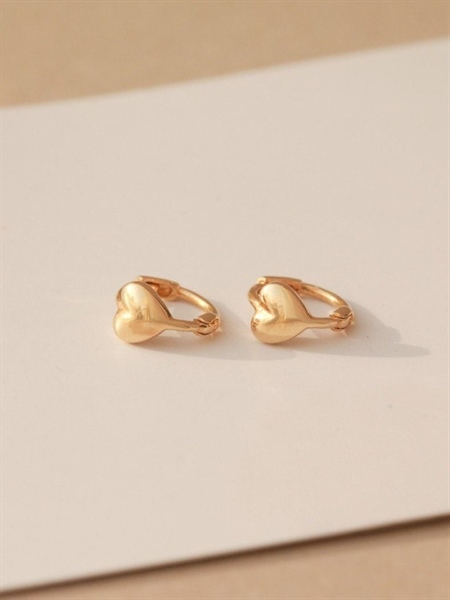 14K Cushion Heart mini huggie (XS)