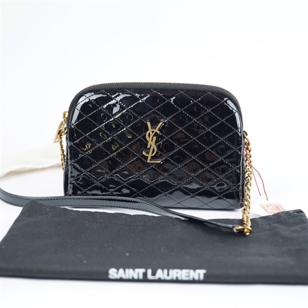 Túi YSL đeo chéo đen bóng (BRS733667-0723) sz18 +