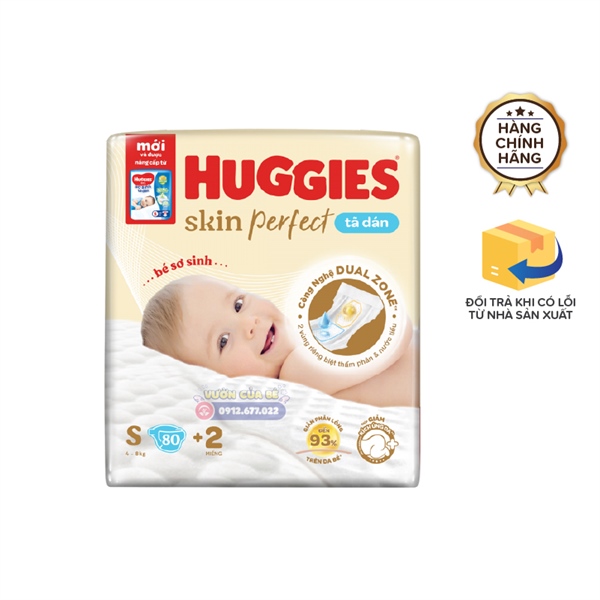 Bỉm Huggies Việt Nam size 02 S dán 80+2 miếng (4-8kg)