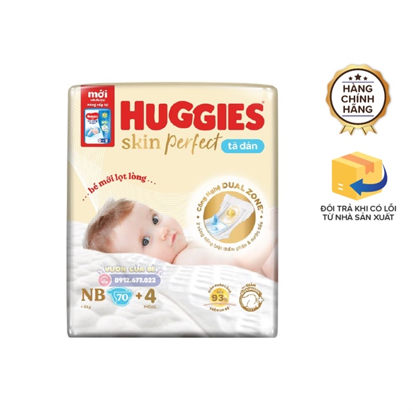 Bỉm Huggies Việt Nam size 01 NB dán 70+4 miếng (~5kg)
