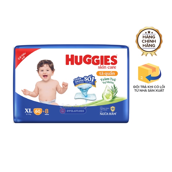 Bỉm Huggies Việt Nam size 05 XL quần 60+8 miếng (12-17kg)
