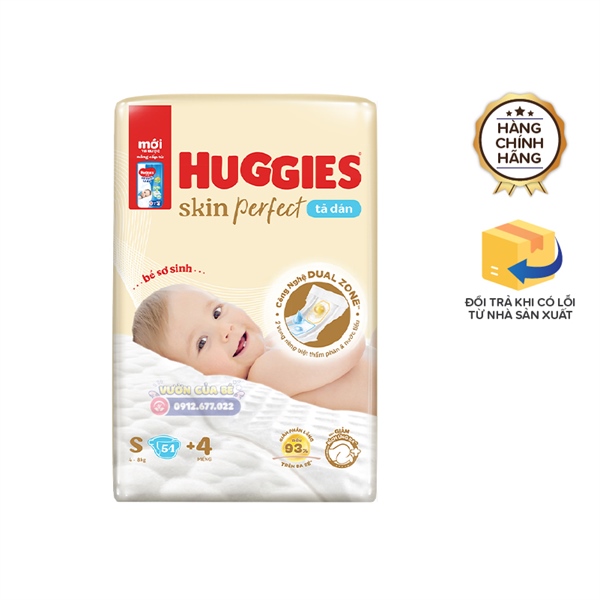Bỉm Huggies Việt Nam size 02 S dán 54+4 miếng (4-8kg)