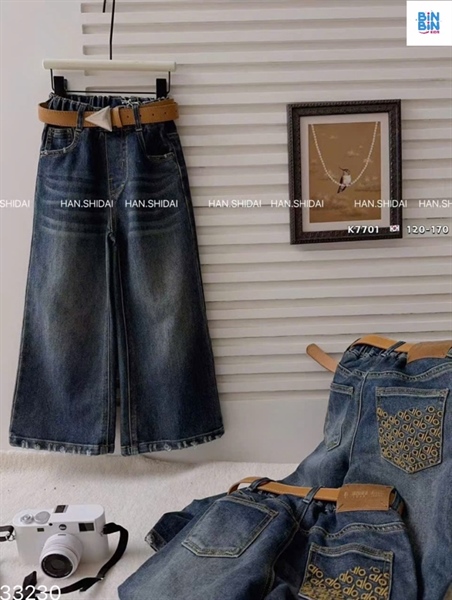 33230-Quần jeans dài suông ALO dập lai