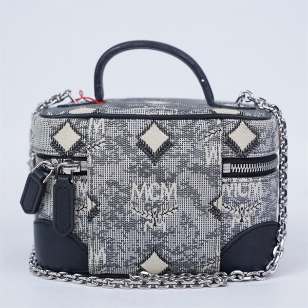 Túi MCM Vanity xám góc đen sz13 (TT) KG+