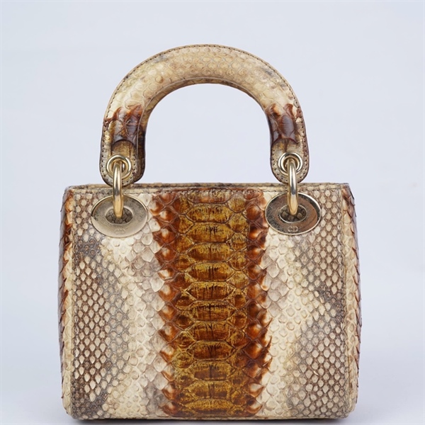 Túi Dior Lady nâu phối vàng da trăn (21-MA-0148) szmini (BQ) KG+