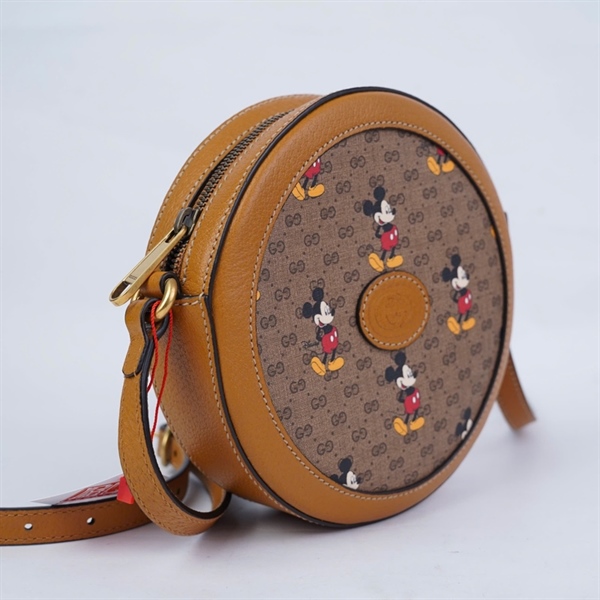 Túi GG đeo chéo tròn xám hình Micky (603938-213317) sz18 (BQ) KG+