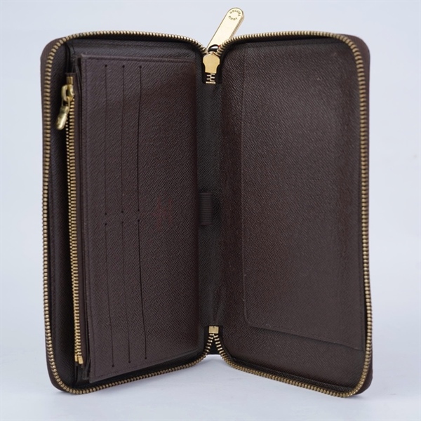 Ví LV zip ô vuông nâu (CA3172) (LT) KG+