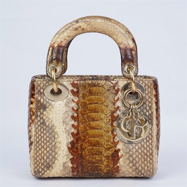 Túi Dior Lady nâu phối vàng da trăn (21-MA-0148) szmini (BQ) KG+