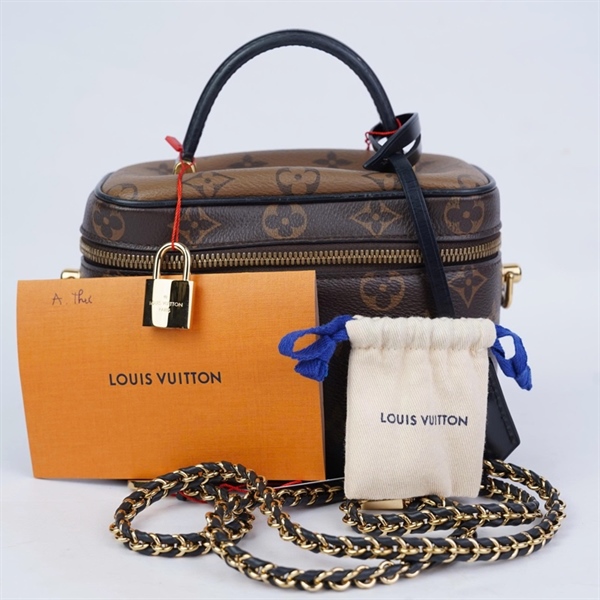 Túi LV Vanity hoa nâu kèm ổ+ 2 chìa sz18 (TT) KG+