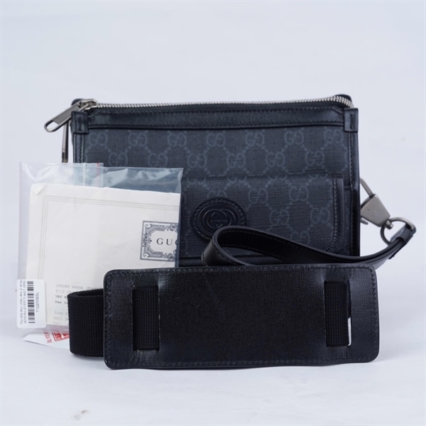 Túi GG đeo chéo đen 2 strap (674164-213317) sz21 (BQ) KG+