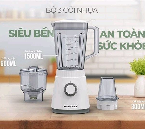 Máy xay sinh tố đa năng SUNHOUSE SHD5316 3 cối công suất 600W